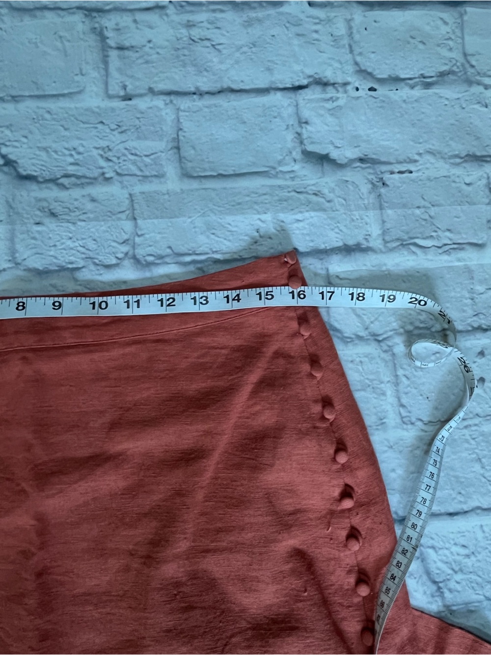 Madewell linen blend terra cotta Rust red orange Button-Trim Midi Skirt 10 - Picture 3 of 6
